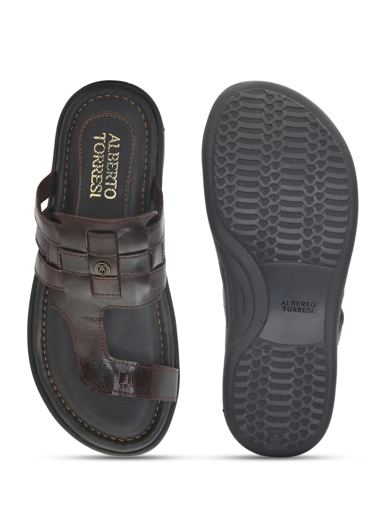 Alberto Torresi Javea Men's Brown Leather Slippers