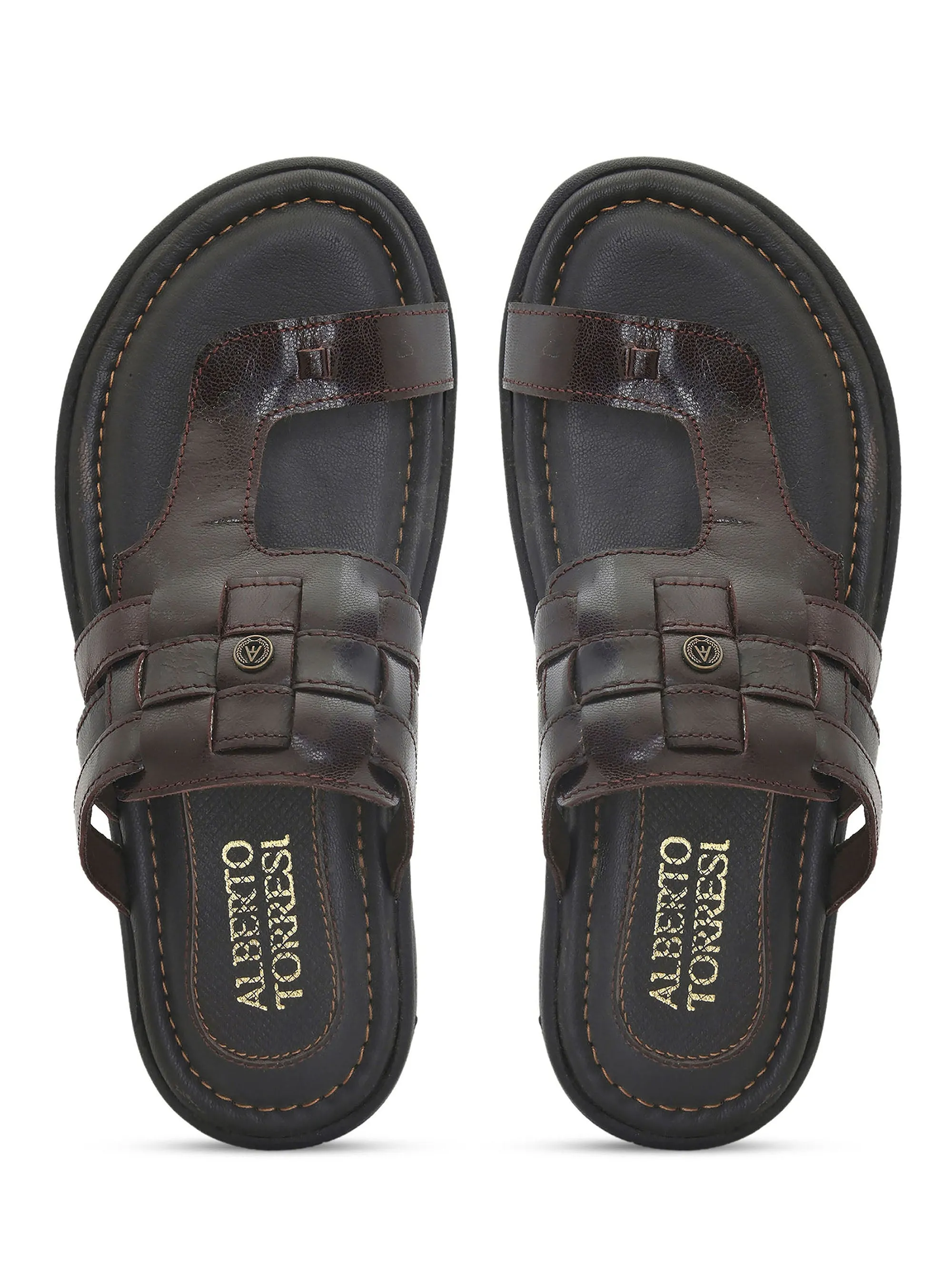 Alberto Torresi Javea Men's Brown Leather Slippers