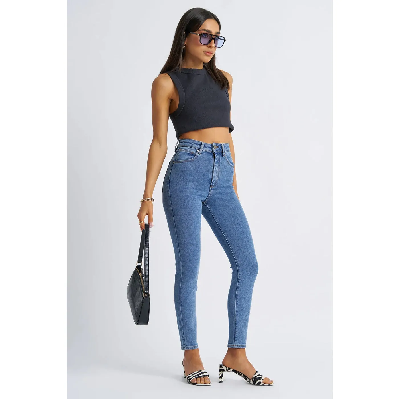 & High Rise Ankle Skinny Jeans