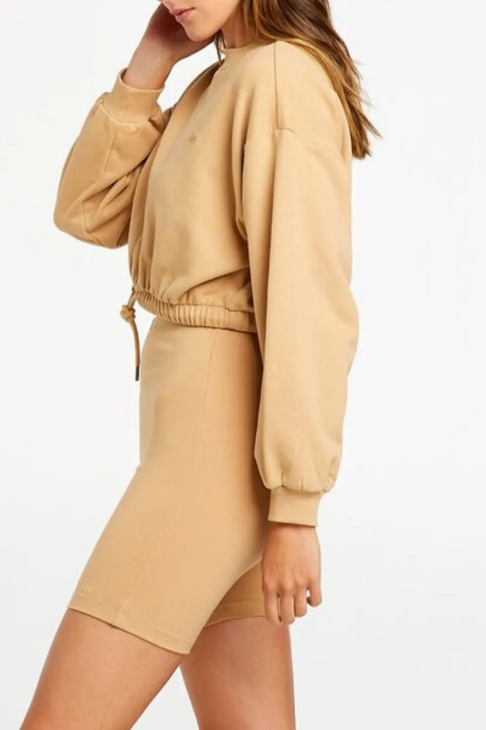 Cinched Iced Coffee Crop Drawstring Sweat