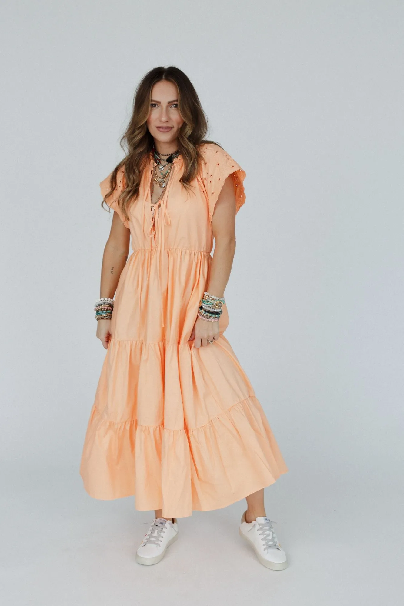 Citrus Blossom Midi Dress - Orange