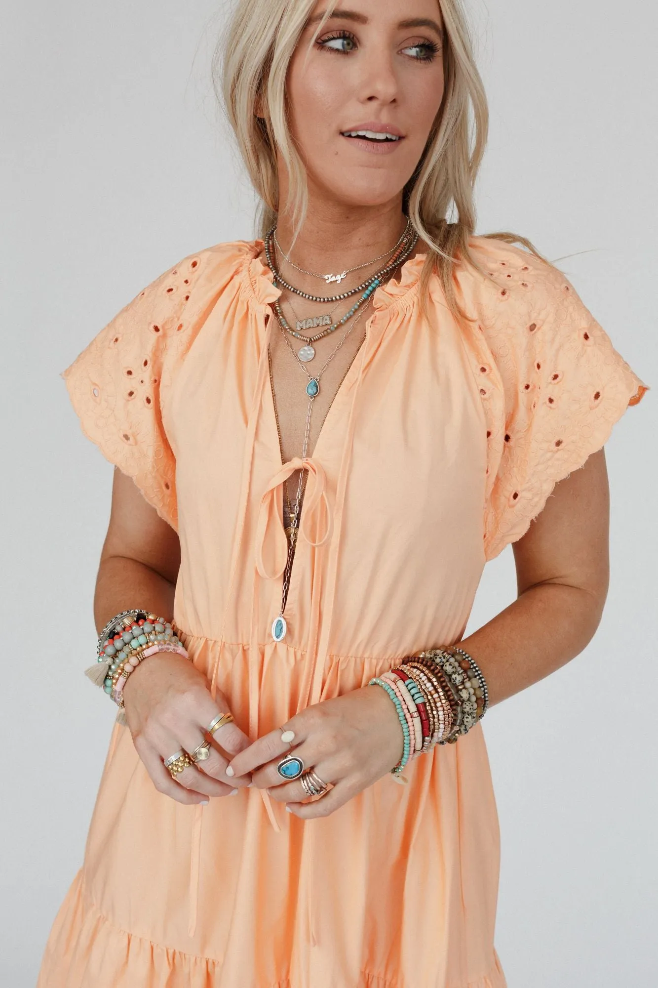 Citrus Blossom Midi Dress - Orange