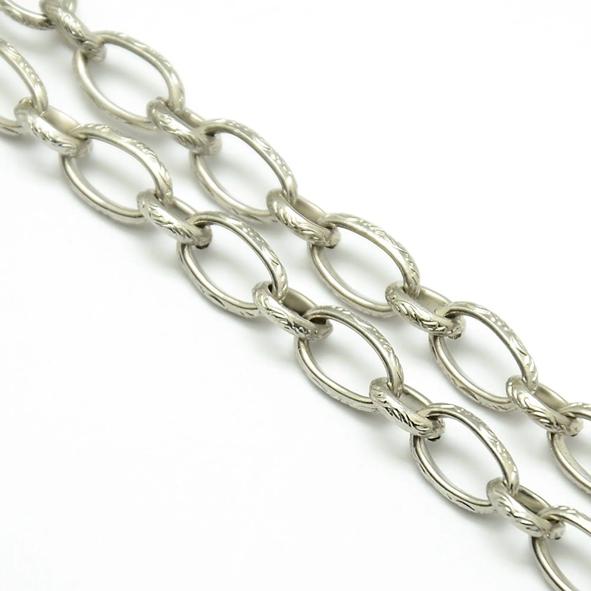 Decorated Stainless Steel Jewelry Chain, Open Links, 11x7 and 7x6, 2mm wide, 29 Feet, #1970