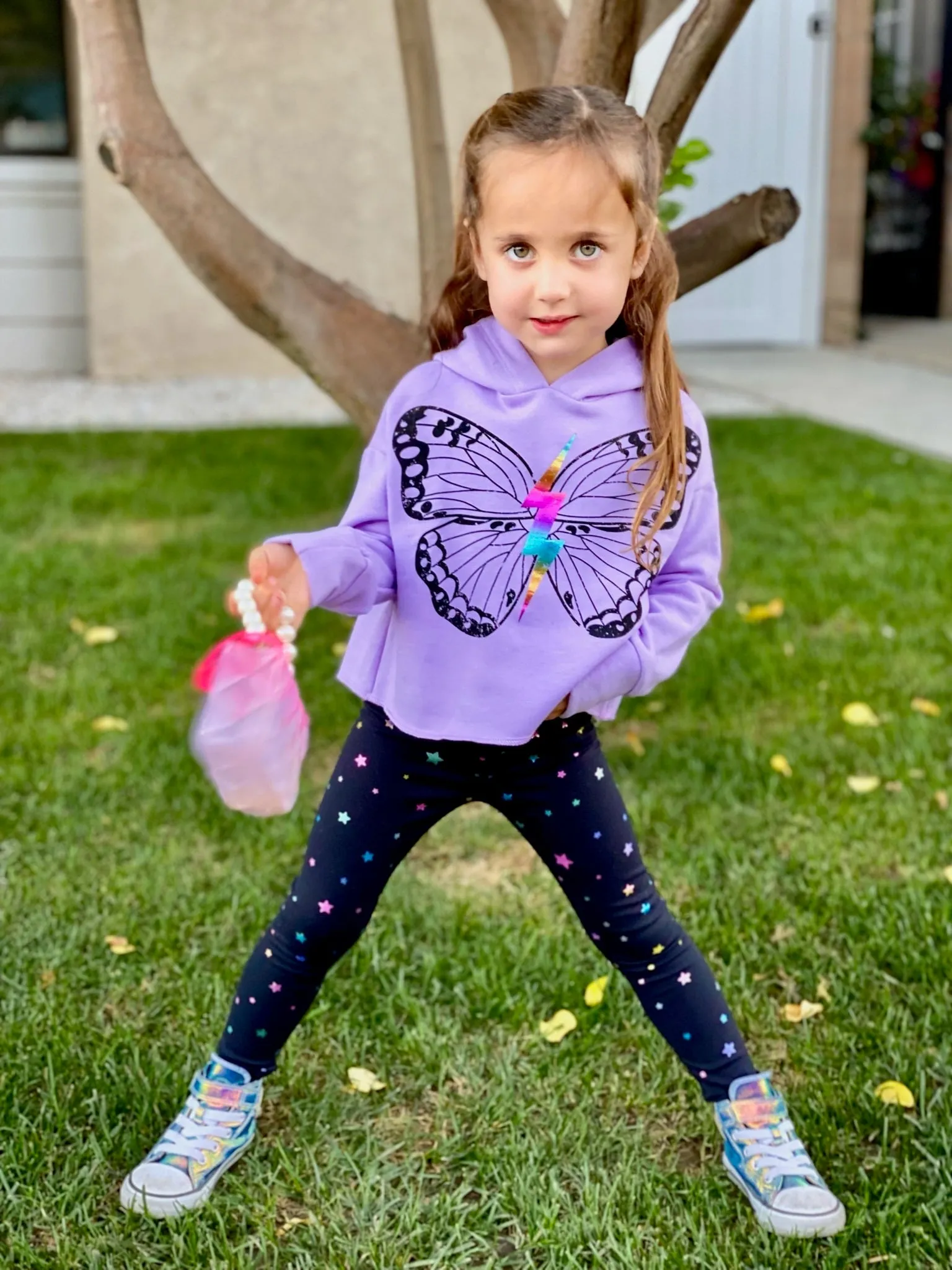 French Terry Skimmer Hoodie - Amethyst Butterfly Bolt