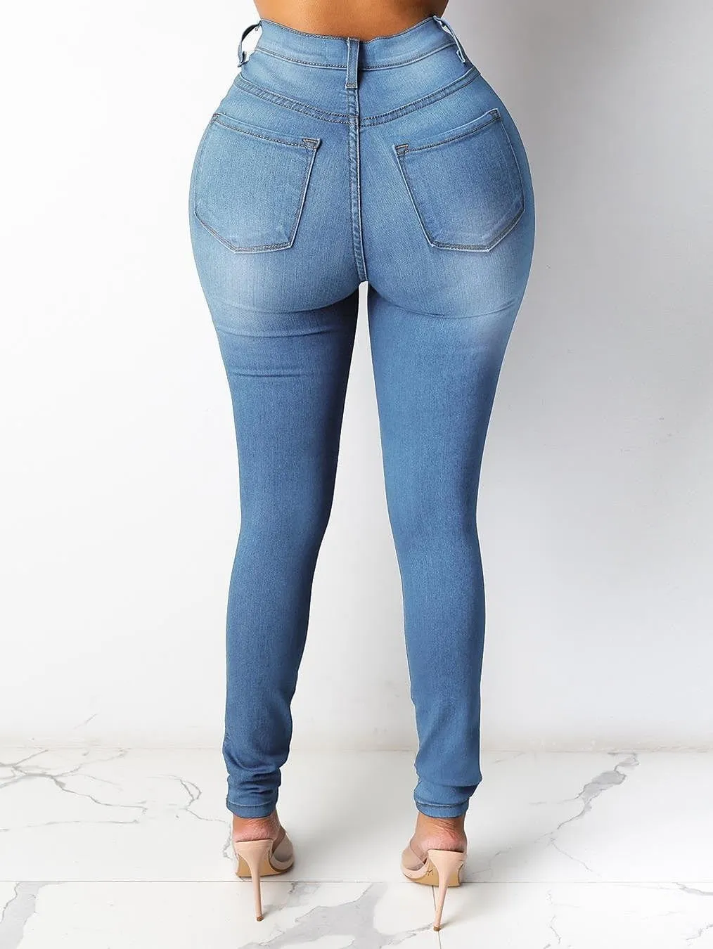 High Waisted Fleece-Lined Women's Denim Jeans with Classic Regular Fit in Multiple Colors