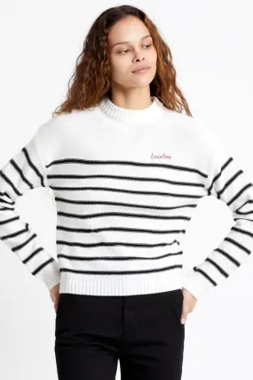 Hilt White Black Stripe LS Knit Top