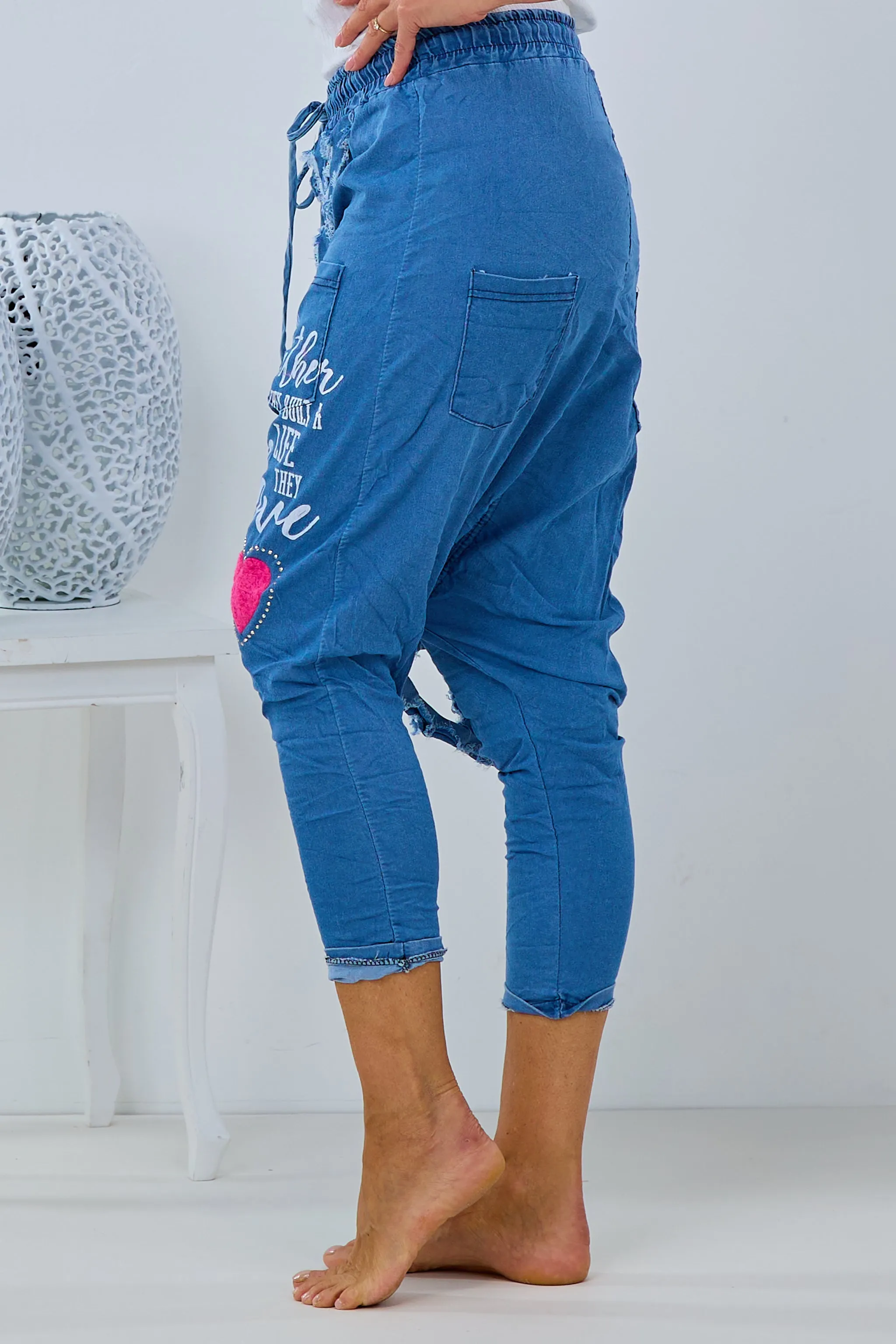 Jeans Haremshose, blau