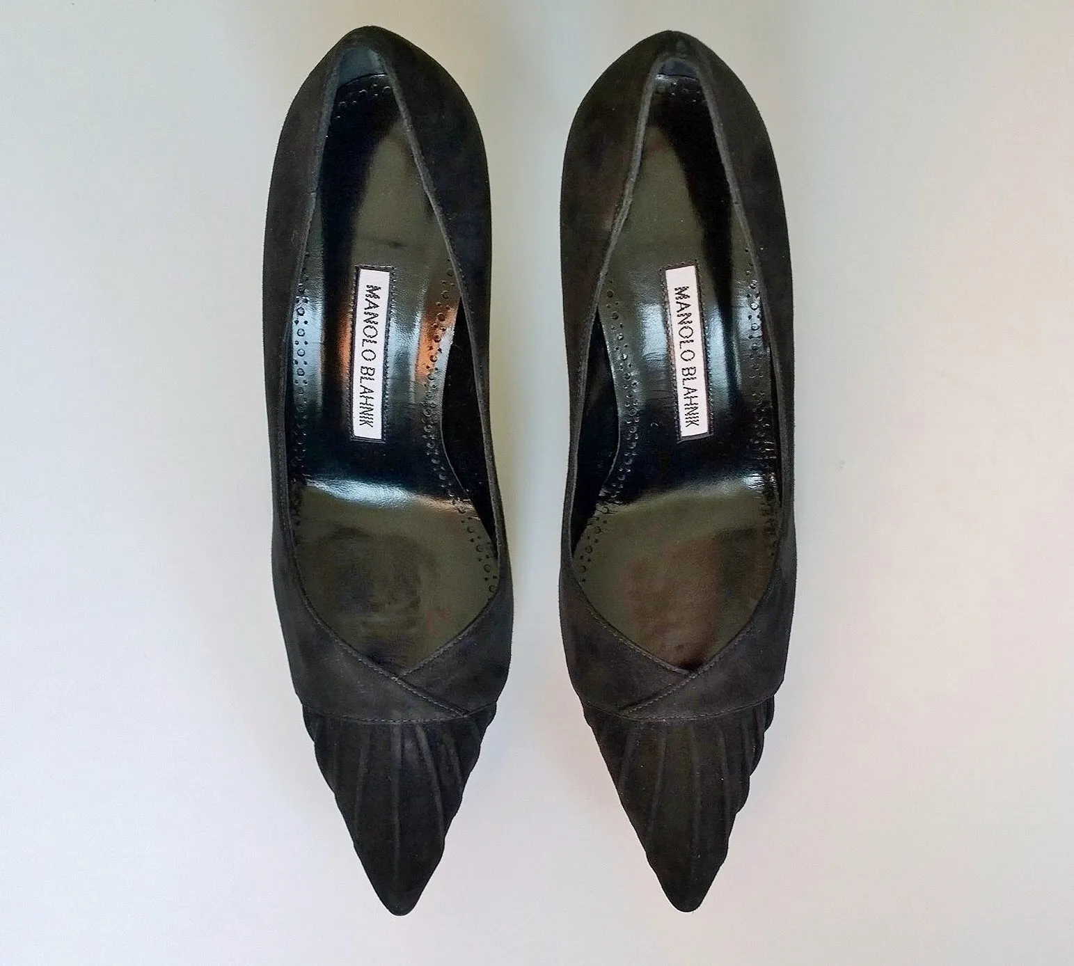 Manolo Blahnik Restos Black Suede 70 Heels