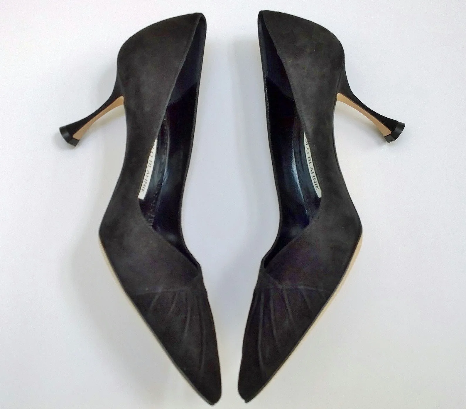 Manolo Blahnik Restos Black Suede 70 Heels