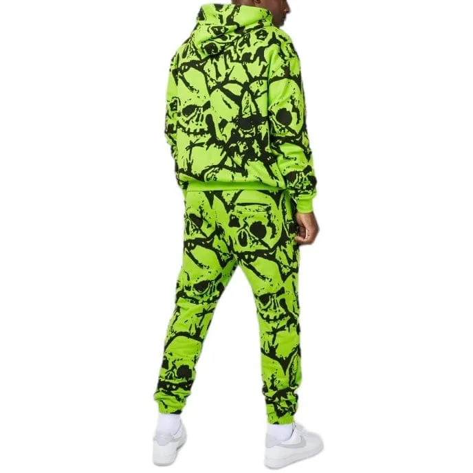 Maximo Crushed Skull Top Hoodie (Neon Green/Black)