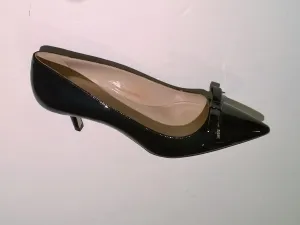 Miu Miu Black Patent Leather Logo Bow Heels 50