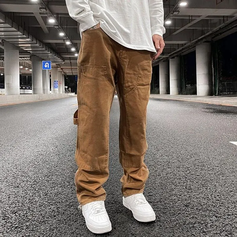 Mud Khaki Carpenter Loose Straight Jeans