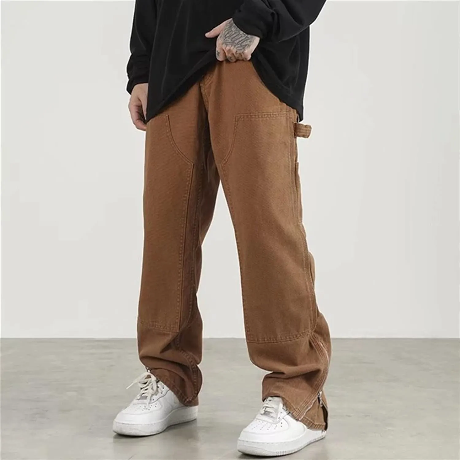 Mud Khaki Carpenter Loose Straight Jeans