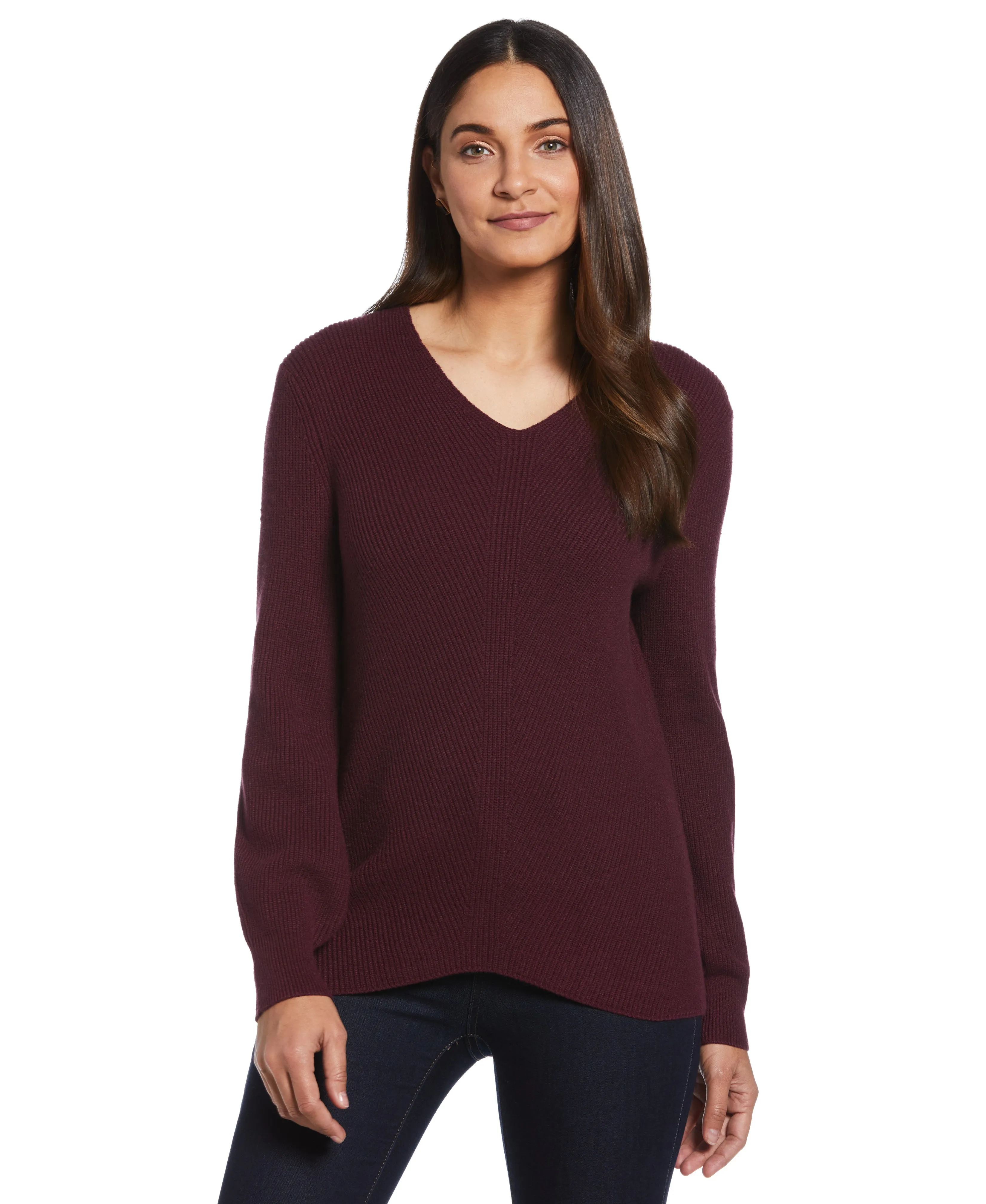 Petite Essential Ribbed V-Neck Sweater