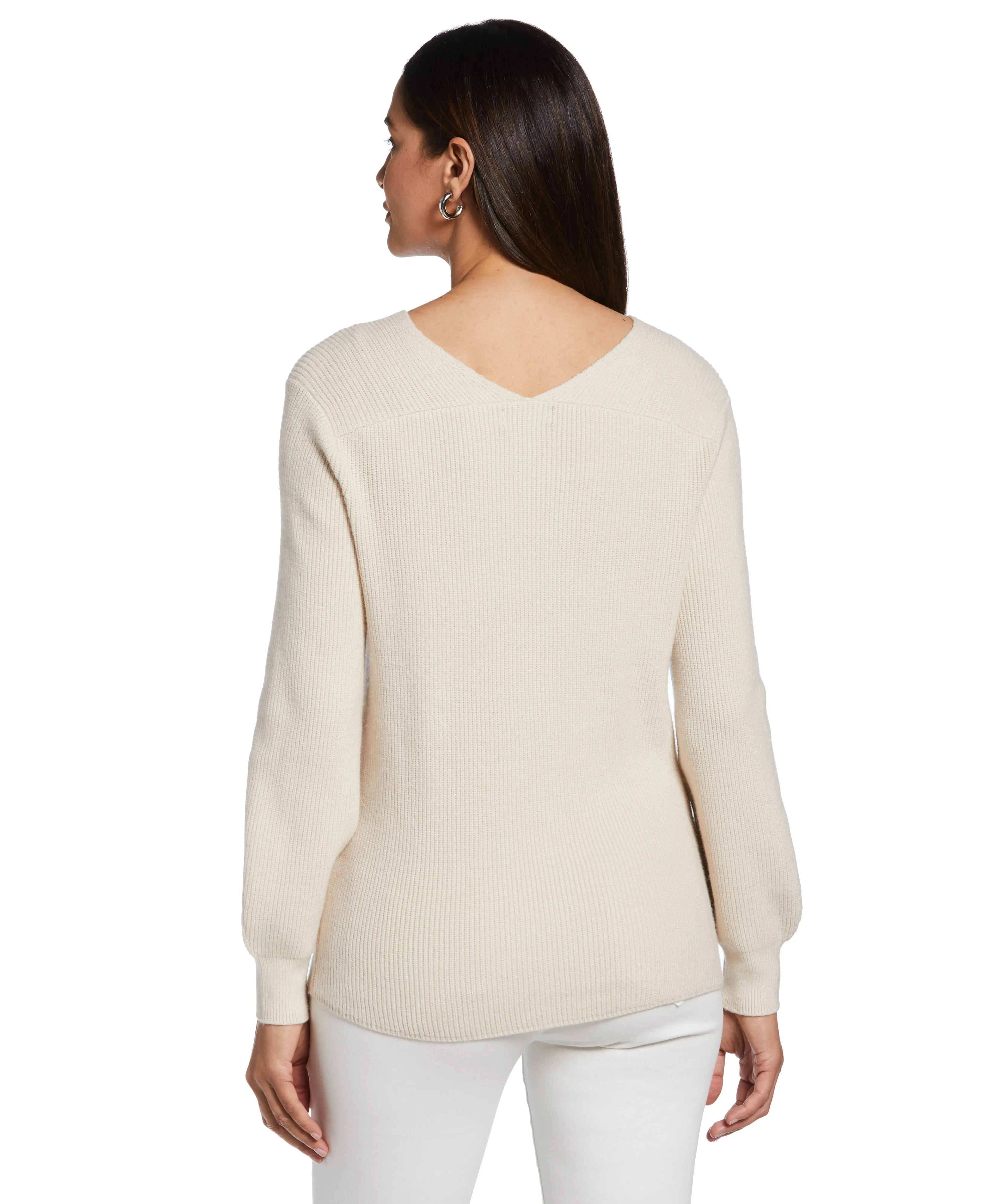 Petite Essential Ribbed V-Neck Sweater