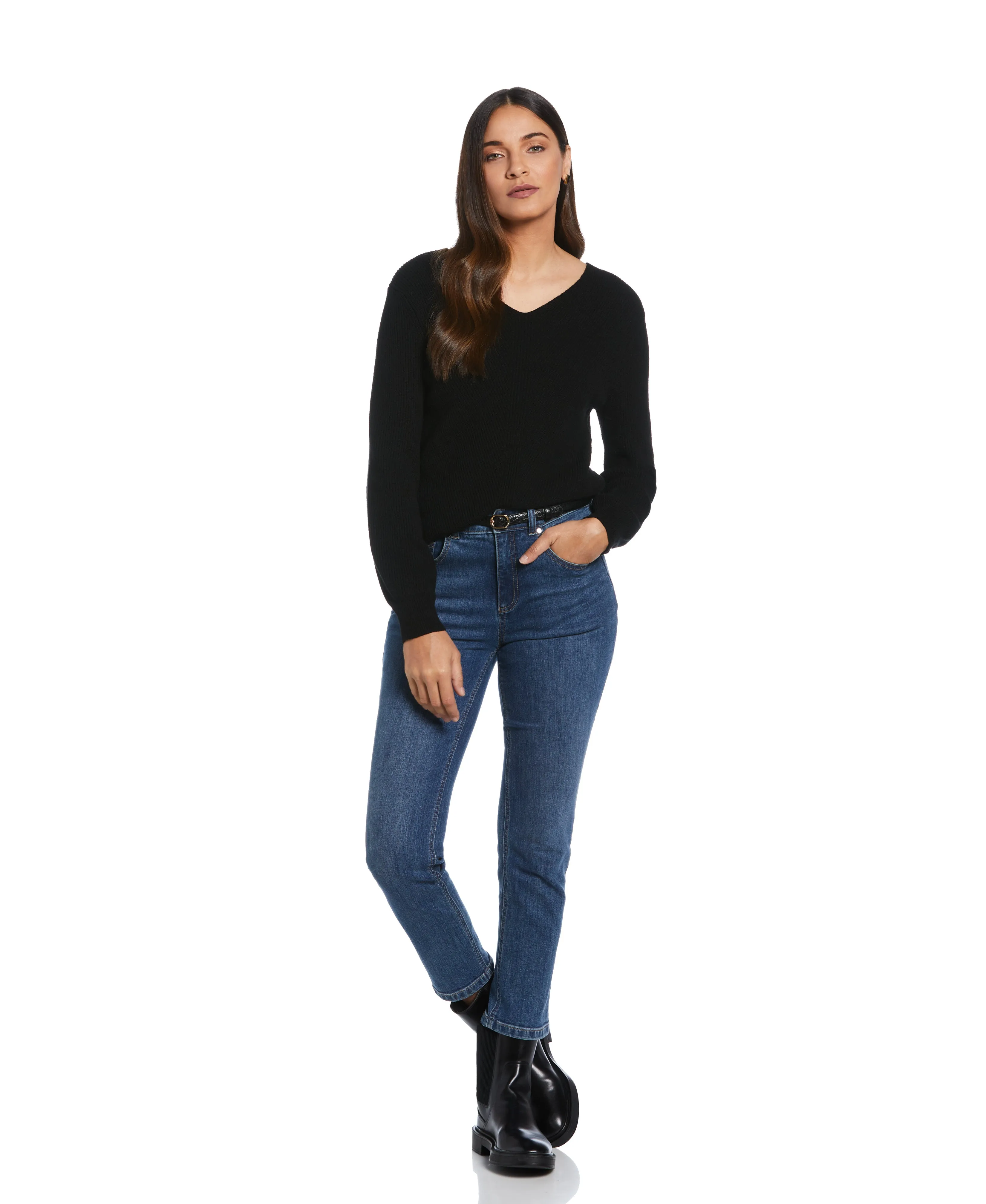 Petite Essential Ribbed V-Neck Sweater