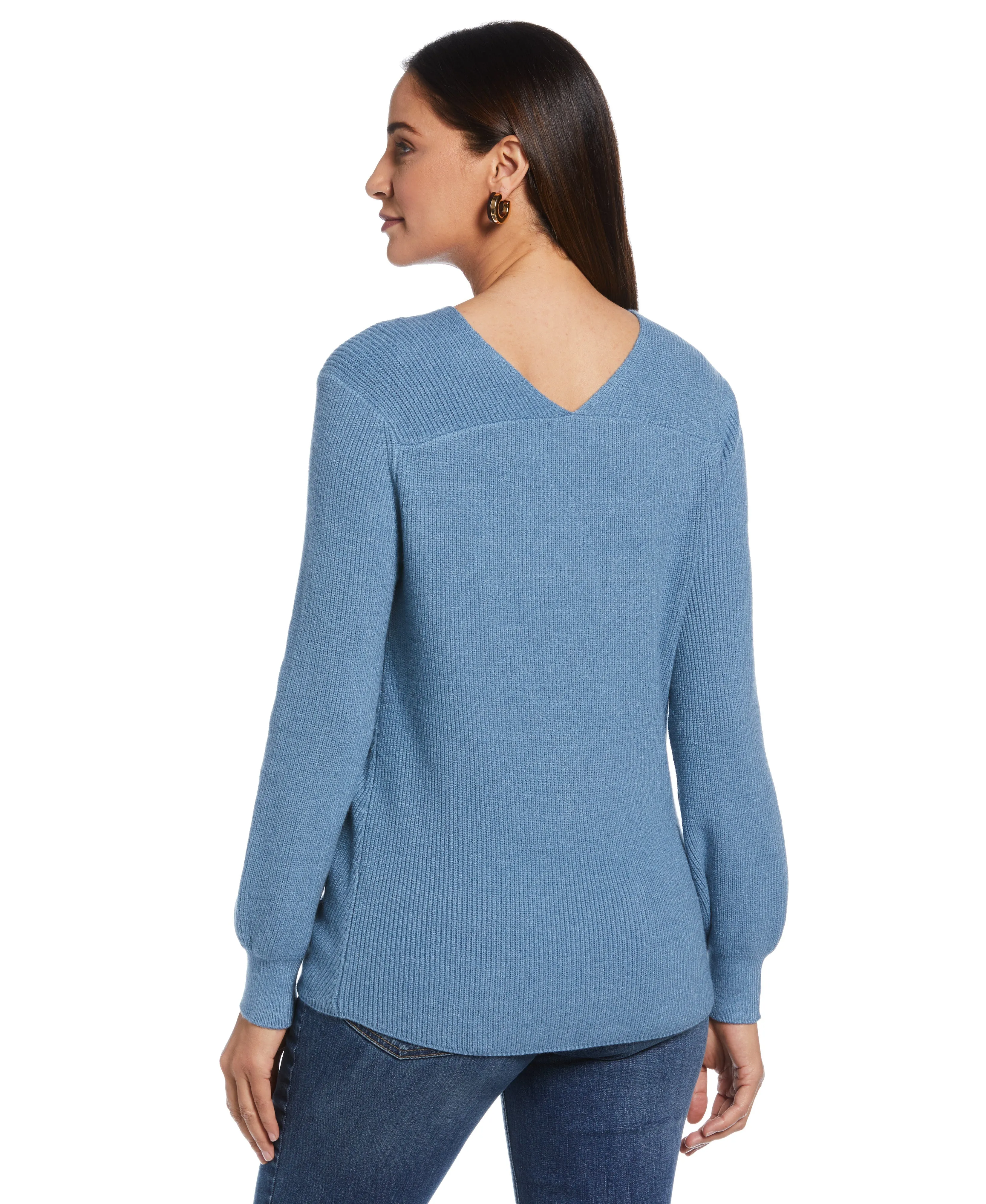 Petite Essential Ribbed V-Neck Sweater