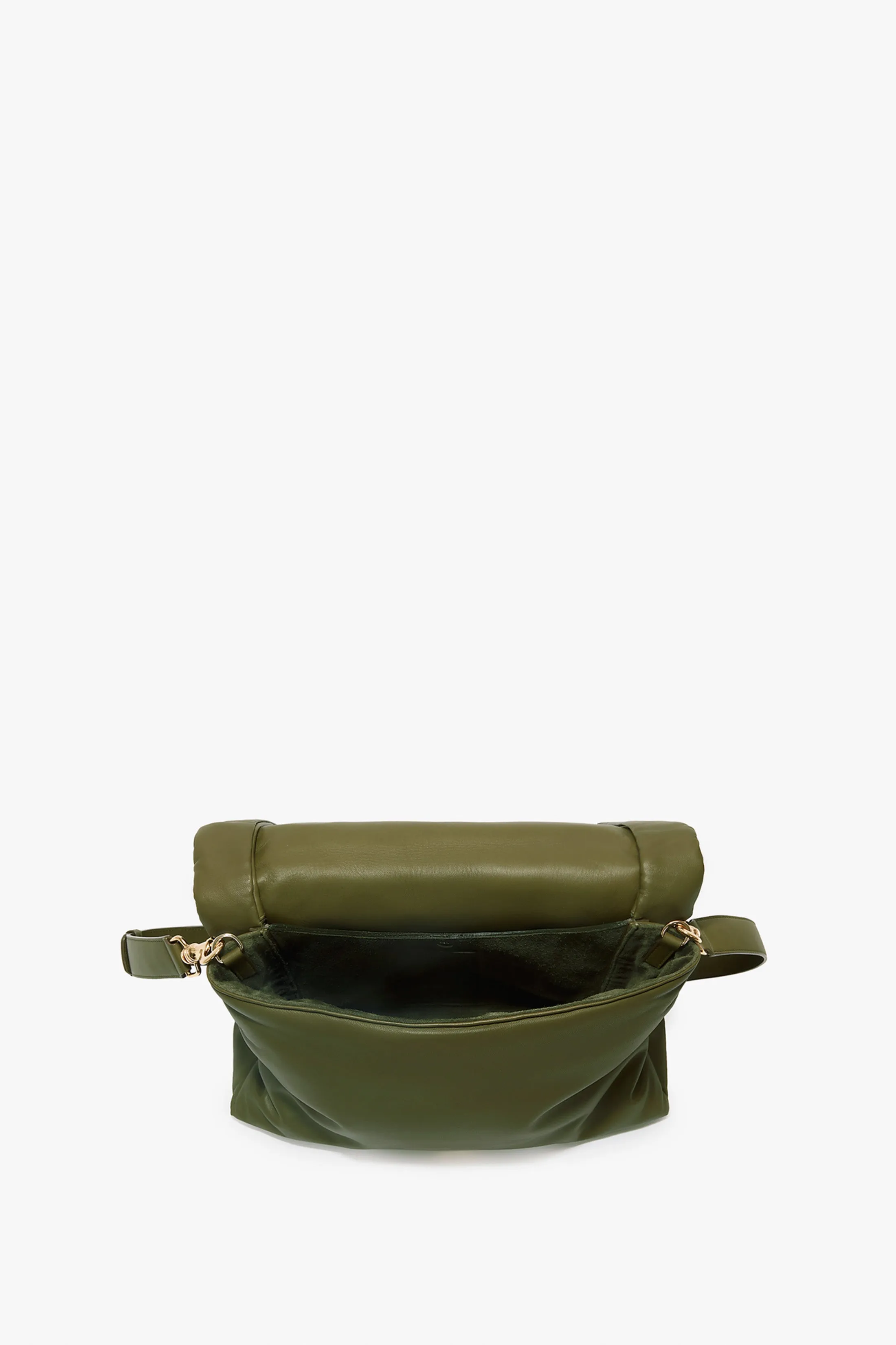 Puffy Jumbo Chain Pouch In Khaki Leather