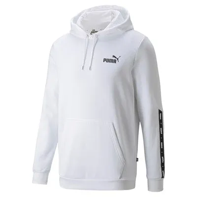 Puma men's sweatshirt with hood and front kangaroo pocket ESS  Tape Hoodie FL 849040 02 white