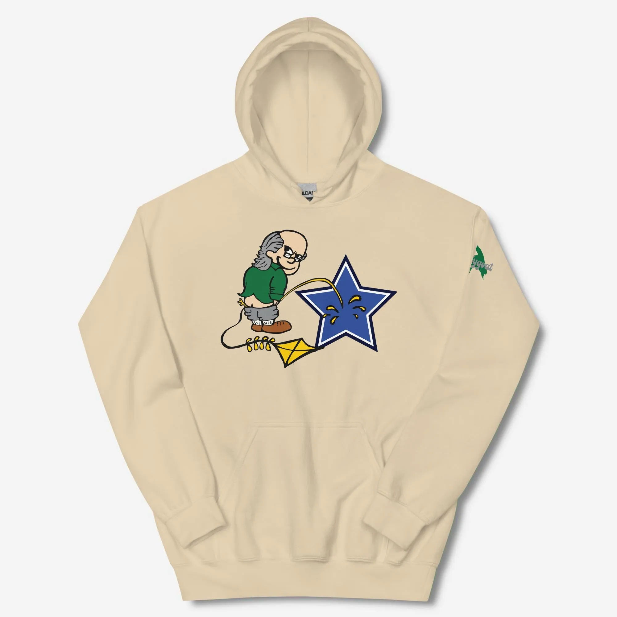 "Ben Franklin Whizzing on the Blue Star" Hoodie