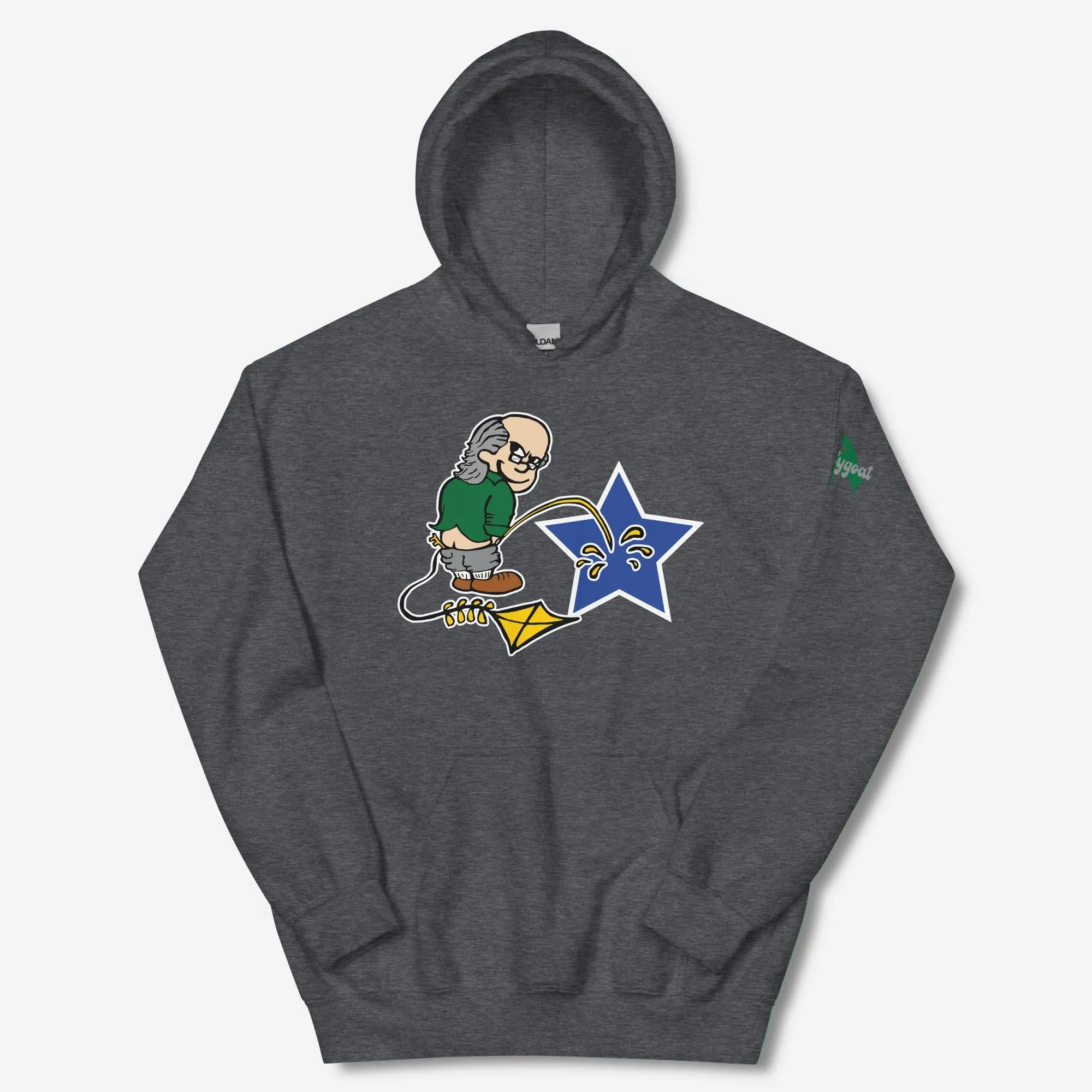 "Ben Franklin Whizzing on the Blue Star" Hoodie