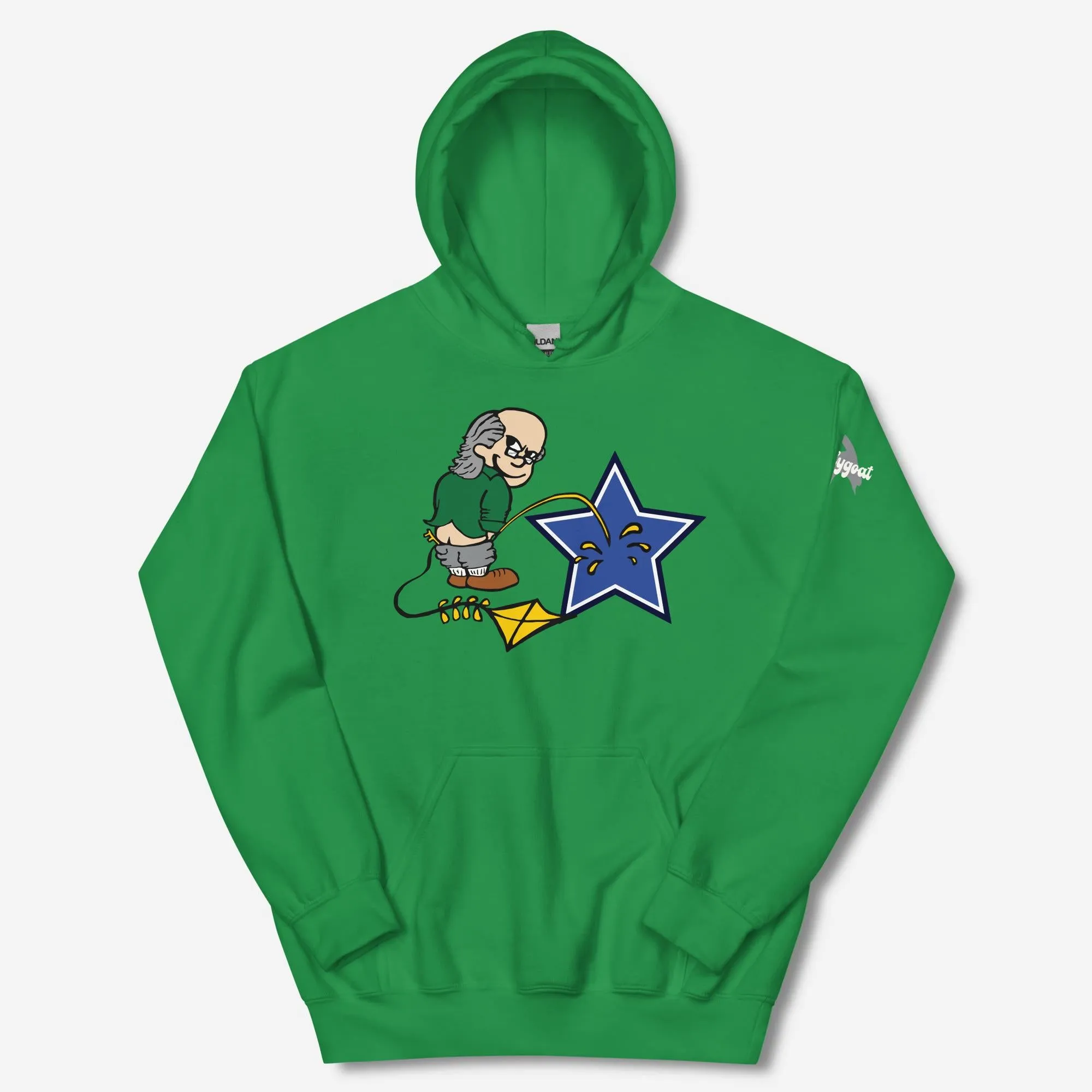 "Ben Franklin Whizzing on the Blue Star" Hoodie