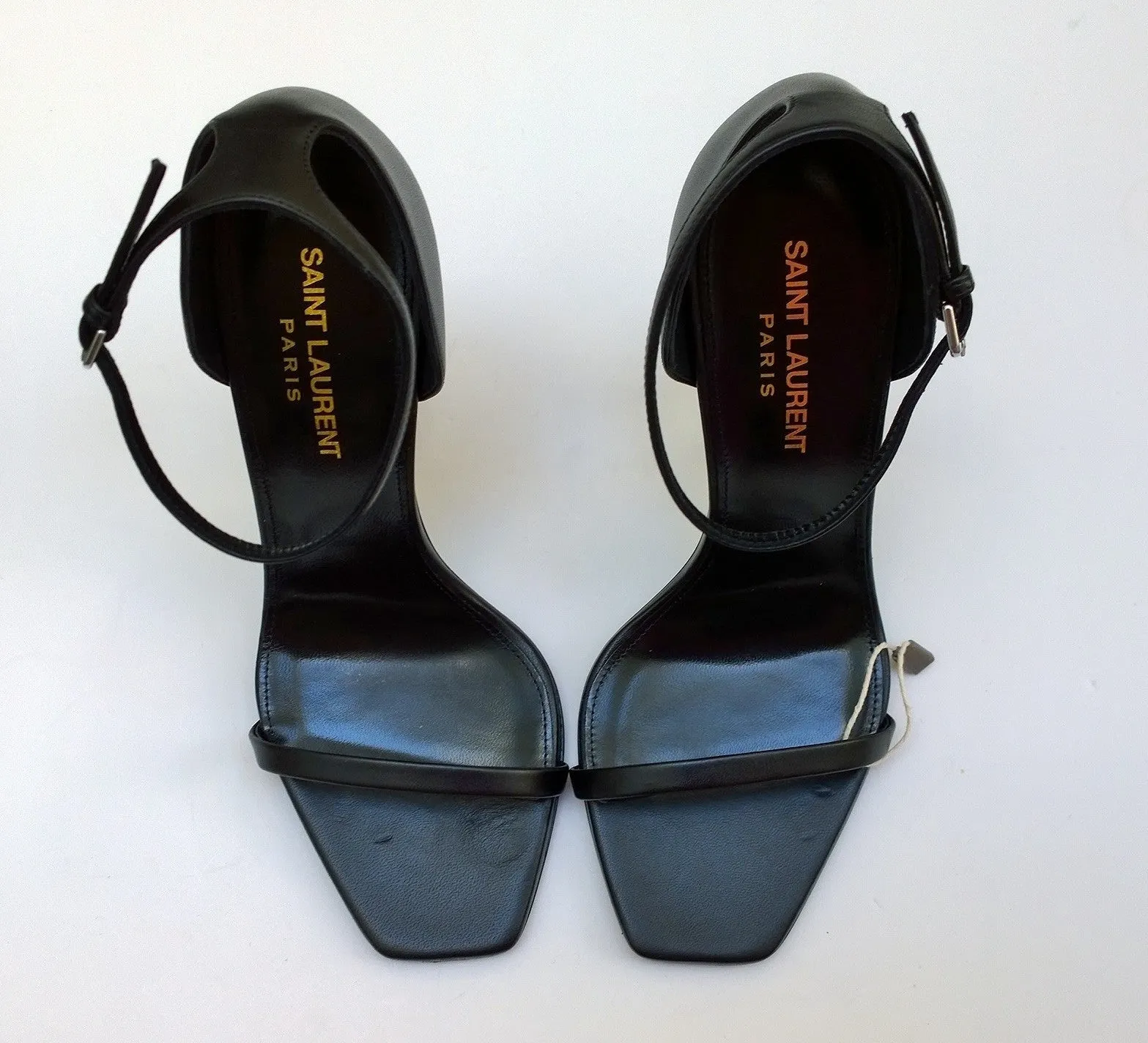 Saint Laurent Opyum 110 Black Leather Sandals YSL Ankle Strap Heels