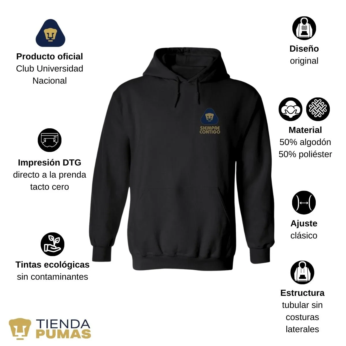 Sudadera para Hombre Hoodie Pumas UNAM Contigo