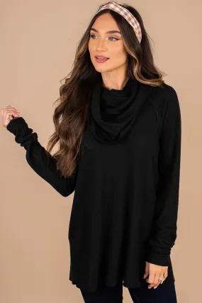 The One You Want Black Cowl Neck Sweater