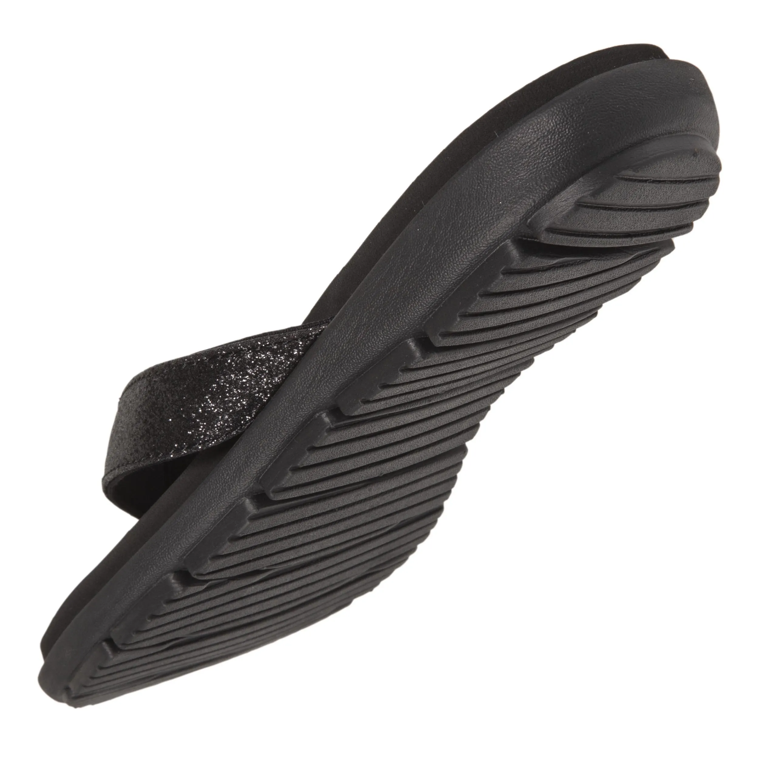 Tongs sport Femme confort tige paillettes Noir