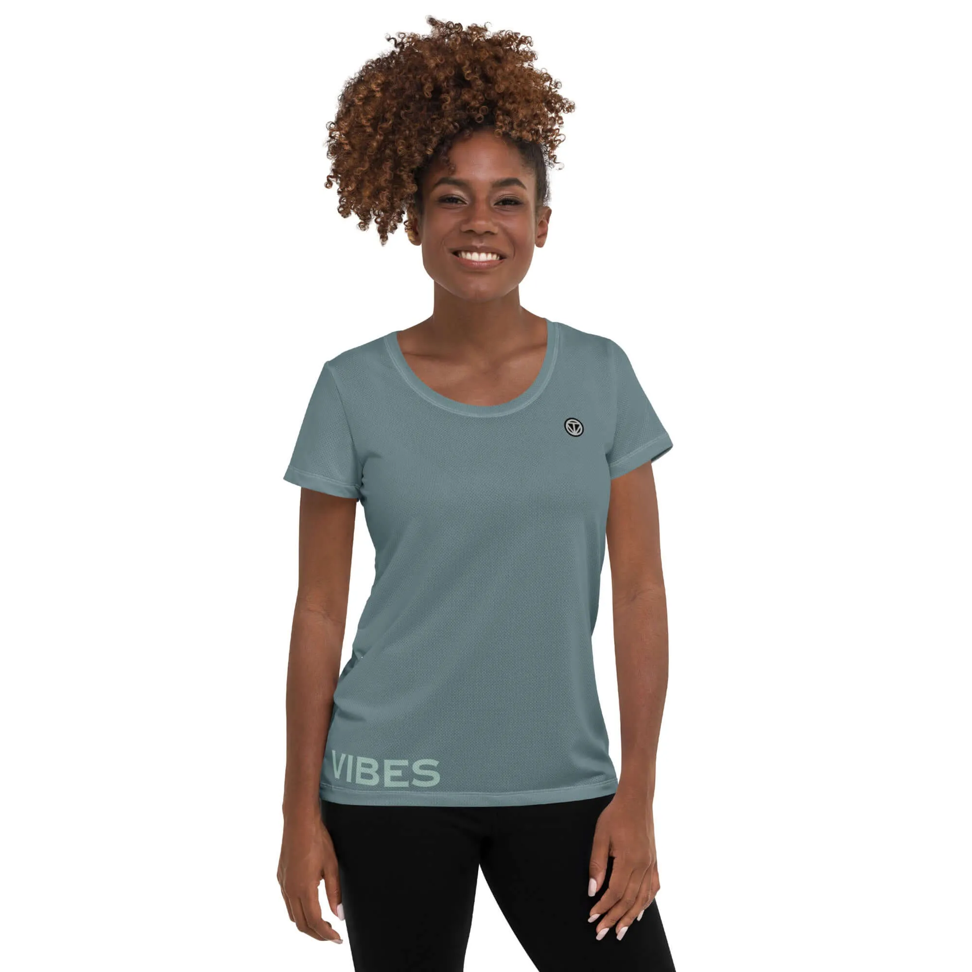 TOV Damen Sport T-Shirt VIBES (Graublau)