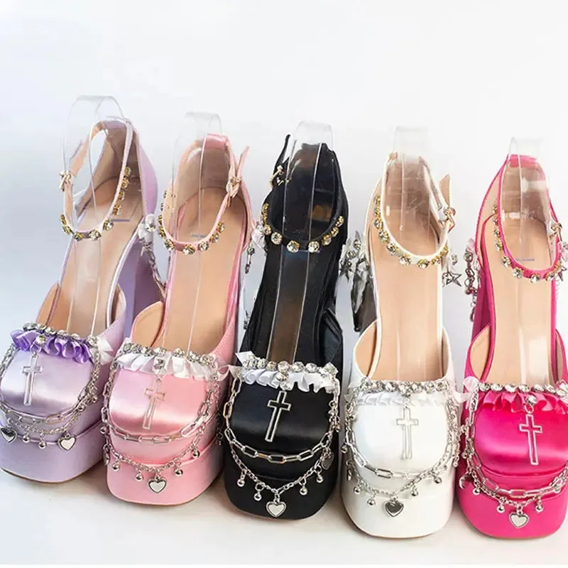 Trendy Coquette Dolly Chains Princess High Heels ON1501