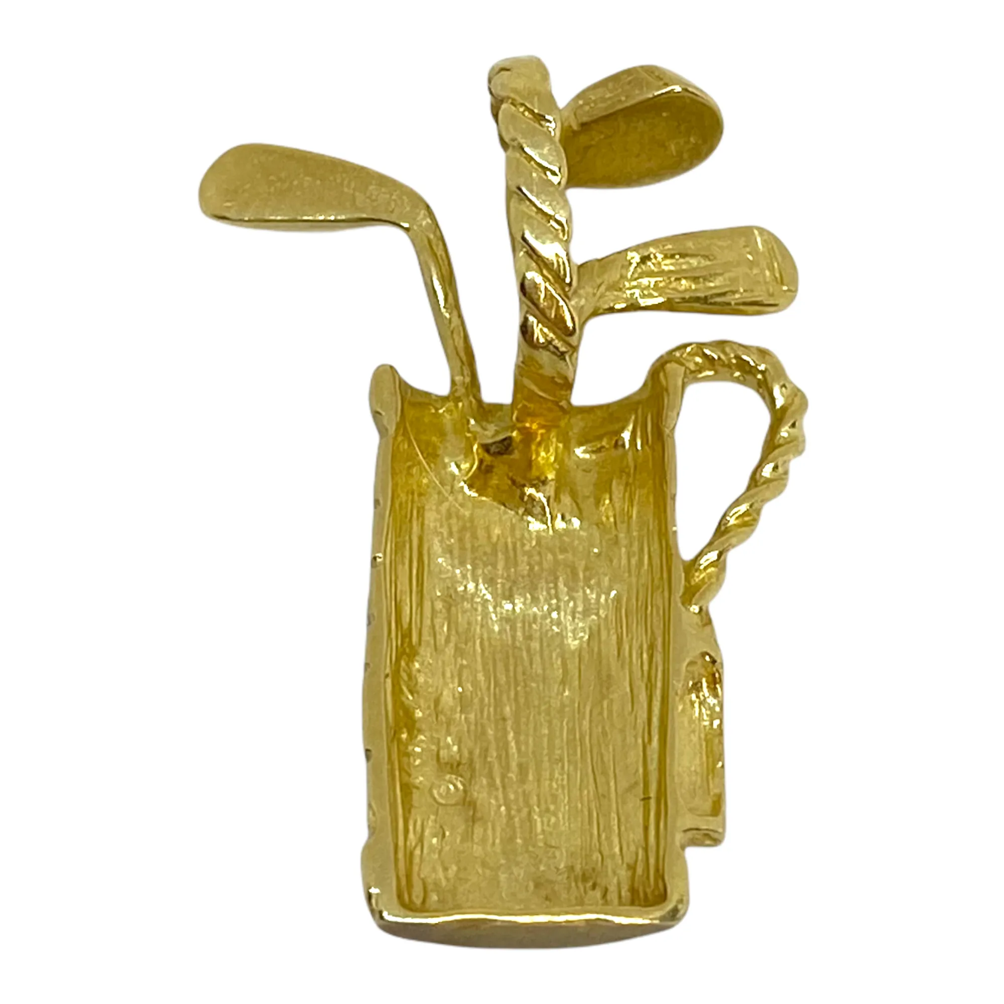 Vintage 14K Yellow Gold Golf Bag and Clubs Pendant