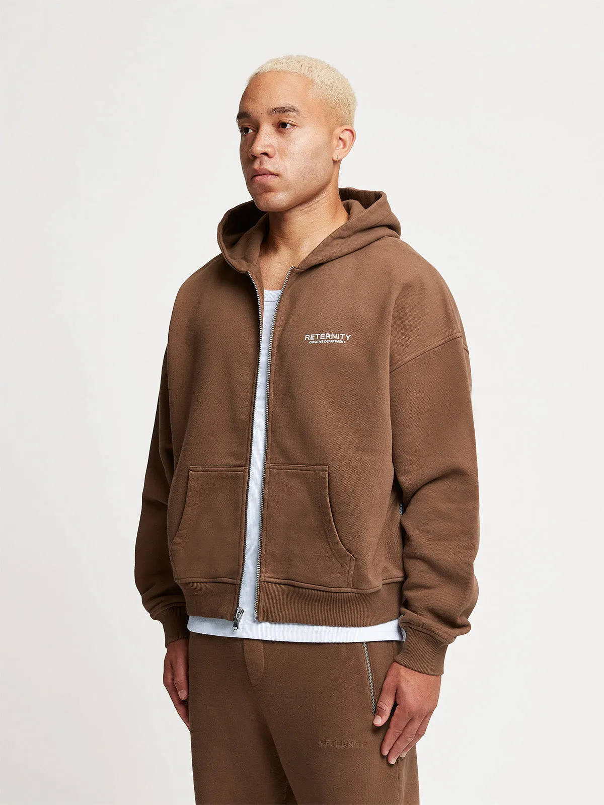 ZIP HOODIE CREATIVE DEPT - BROWN